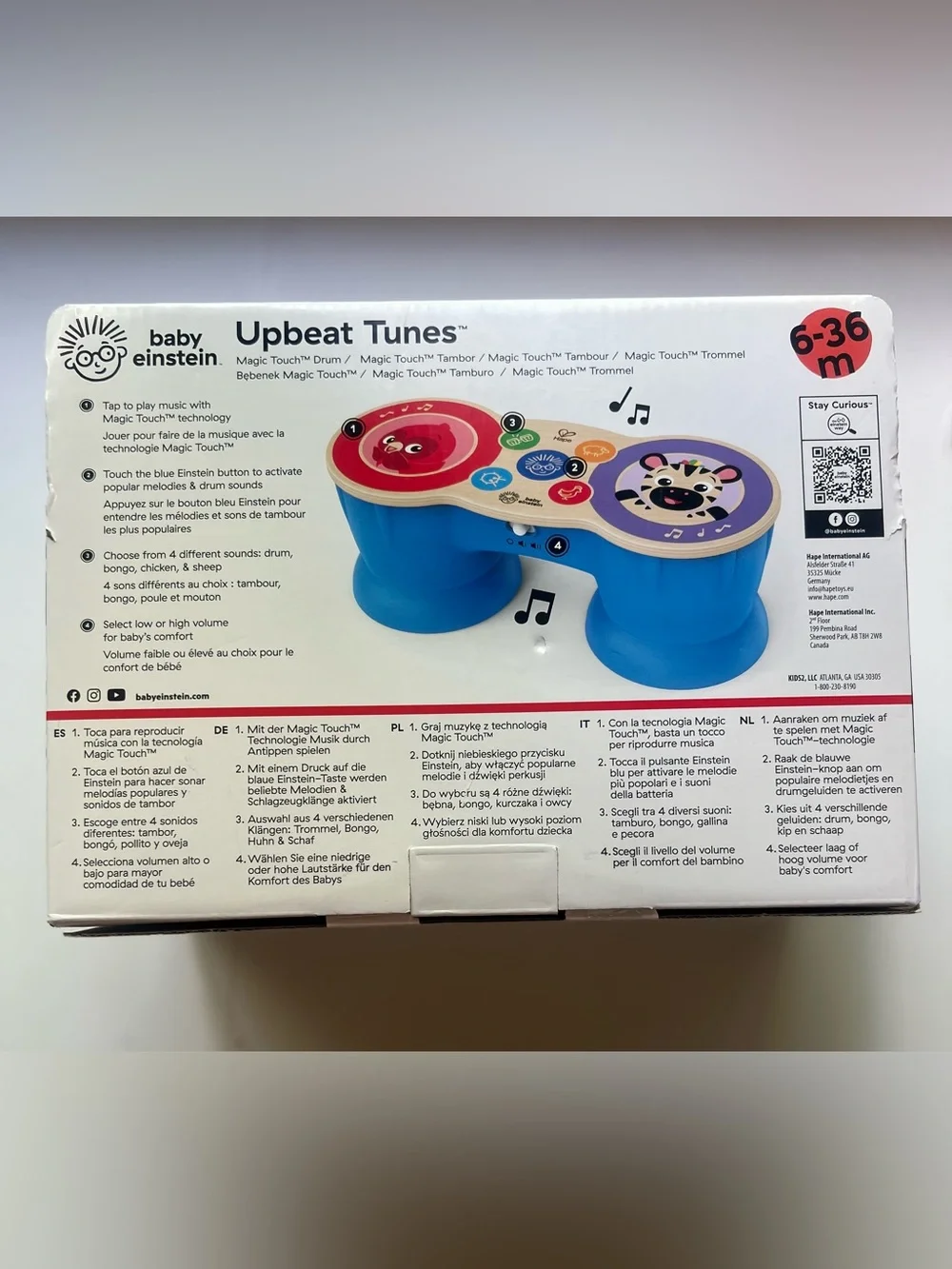Baby Einstein Upbeat Tunes Magic Touch Wooden Drum Musical Toy